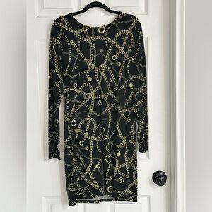 Michael Kors Black Dress with Gold Chain Pattern